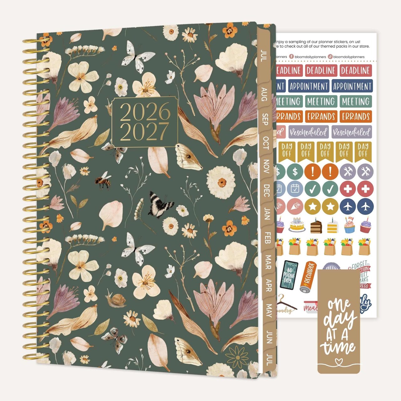 bloom daily planners 2026-2027 Academic Planner, 13 Month Soft Cover Monthly & Weekly, 5.5" x 8.25", Stickers Included, Butterfly Garden
